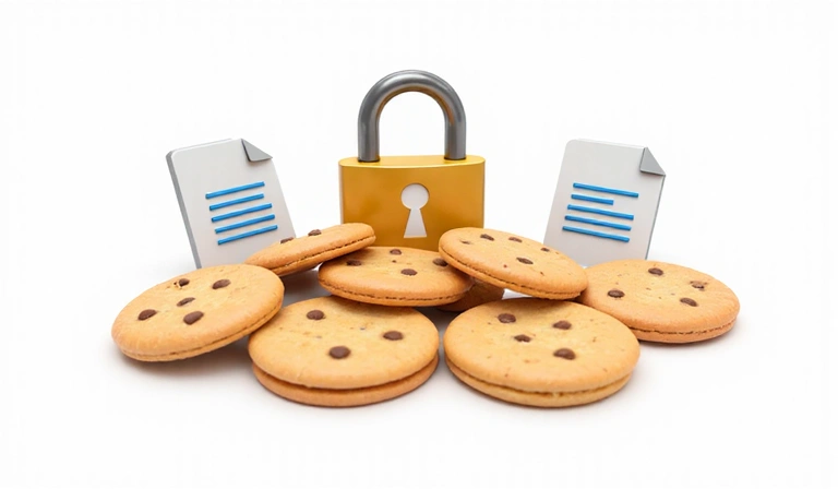 Εικονογράφηση cookies, ένα μικρό ψηφιακό αρχείο με σύμβολο κλειδαριάς.