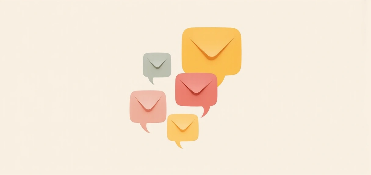 Σύμβολο επικοινωνίας με φυσαλίδες ομιλίας και φακέλους