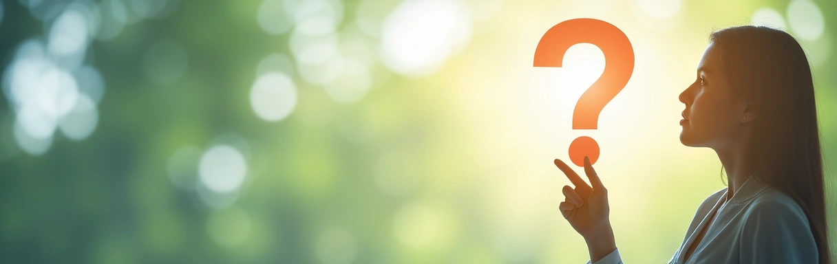 Άτομο που σκέφτεται ένα ερωτηματικό, που συμβολίζει τις απαντήσεις και τη σαφήνεια